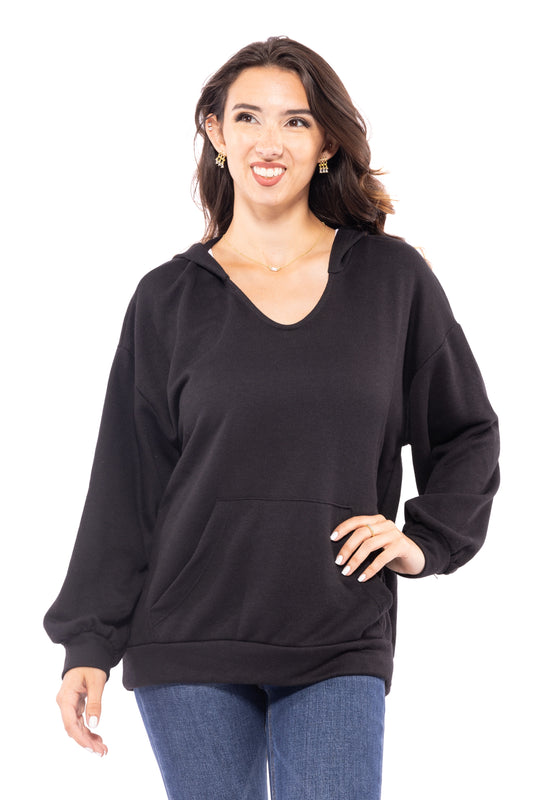 Fashion Flare Women's Split Neckline Hoodie