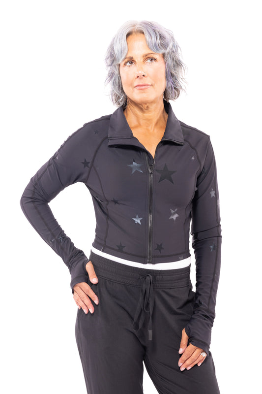 Stars Align Women's Zip Up Long Sleeve Crop Top *Final Sale*
