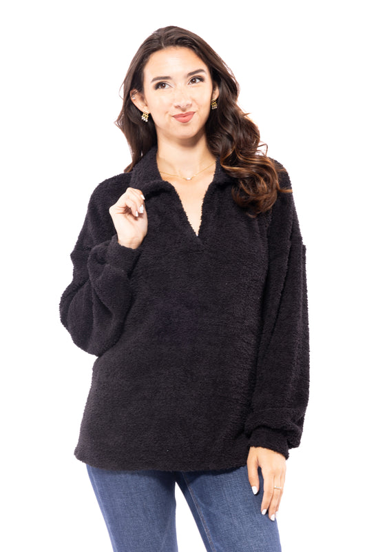 Tell Me Everything Women's Long Sleeve Fuzzy Pullover *Final Sale*