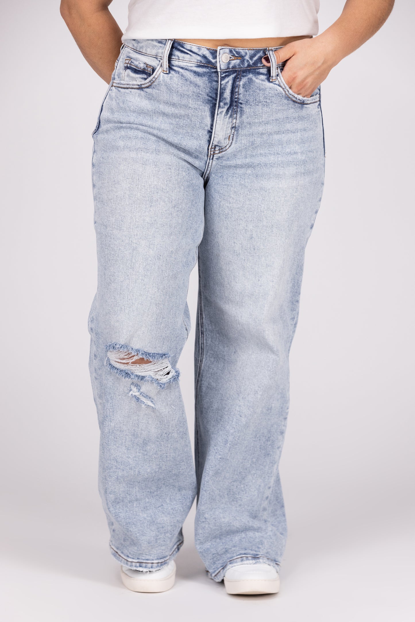 The Kendra by Lovervet: High-Rise Tummy Control Wide Leg Denim