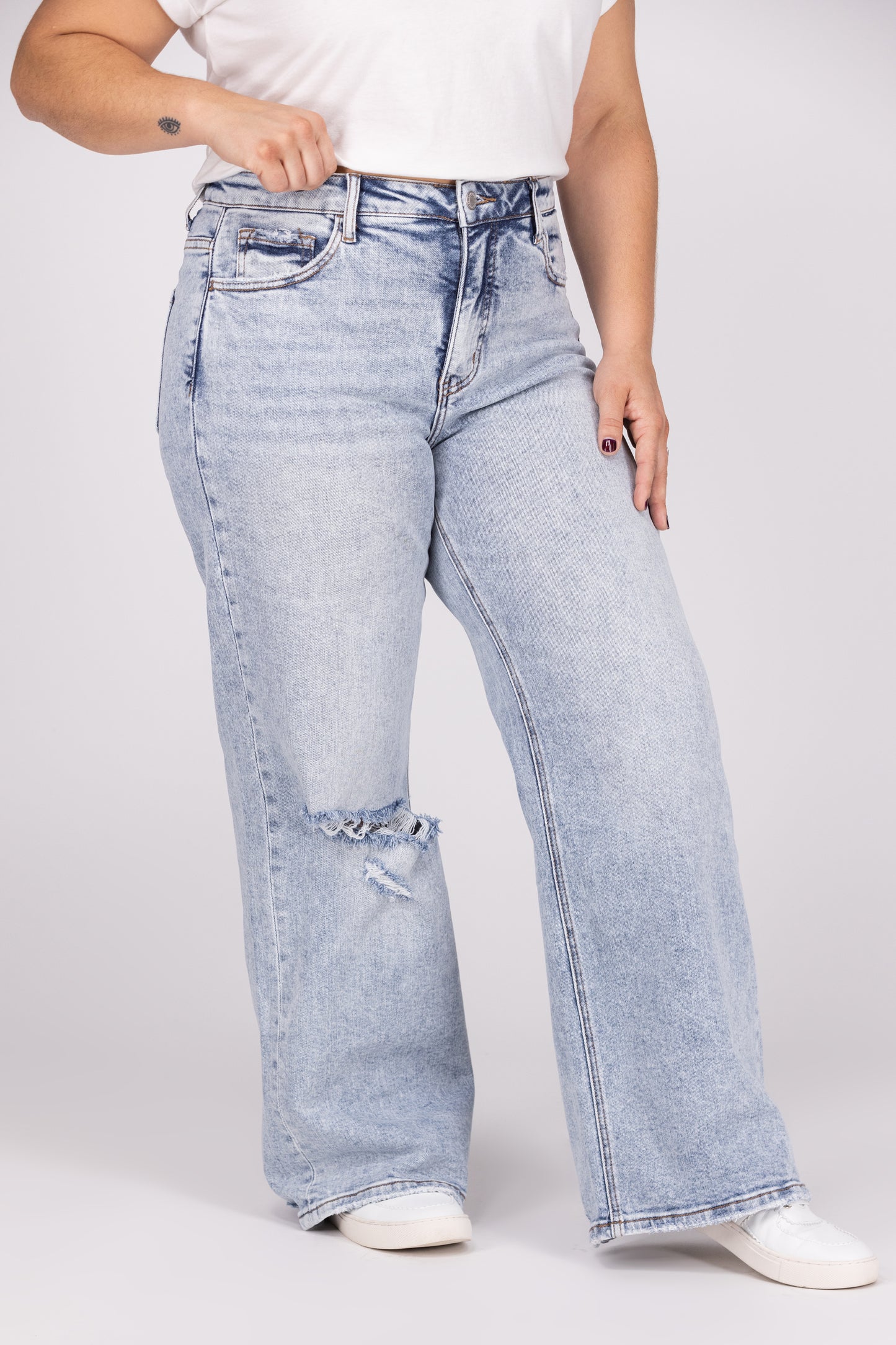 The Kendra by Lovervet: High-Rise Tummy Control Wide Leg Denim