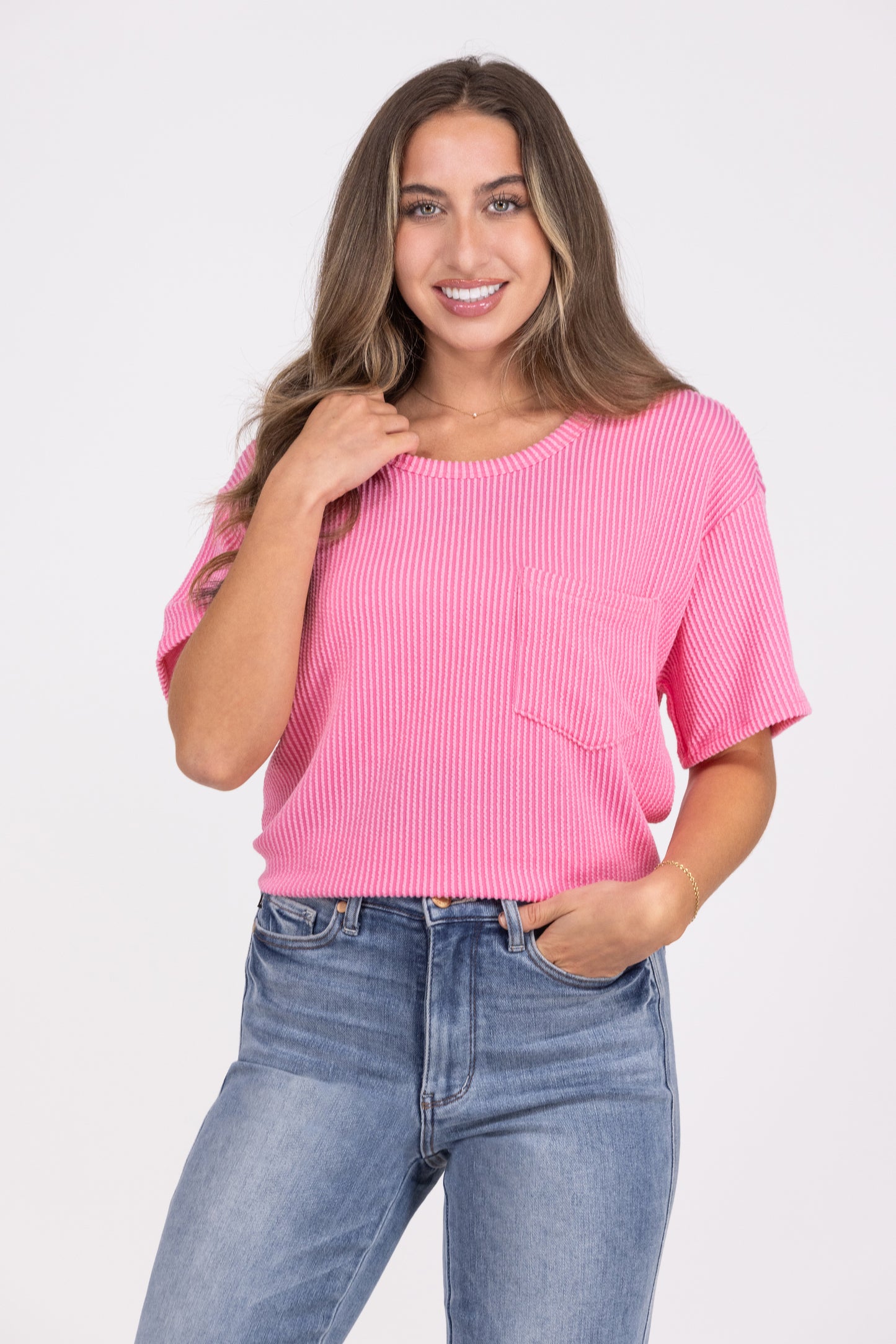 The Ribbed Keep Coming Short Sleeve Top