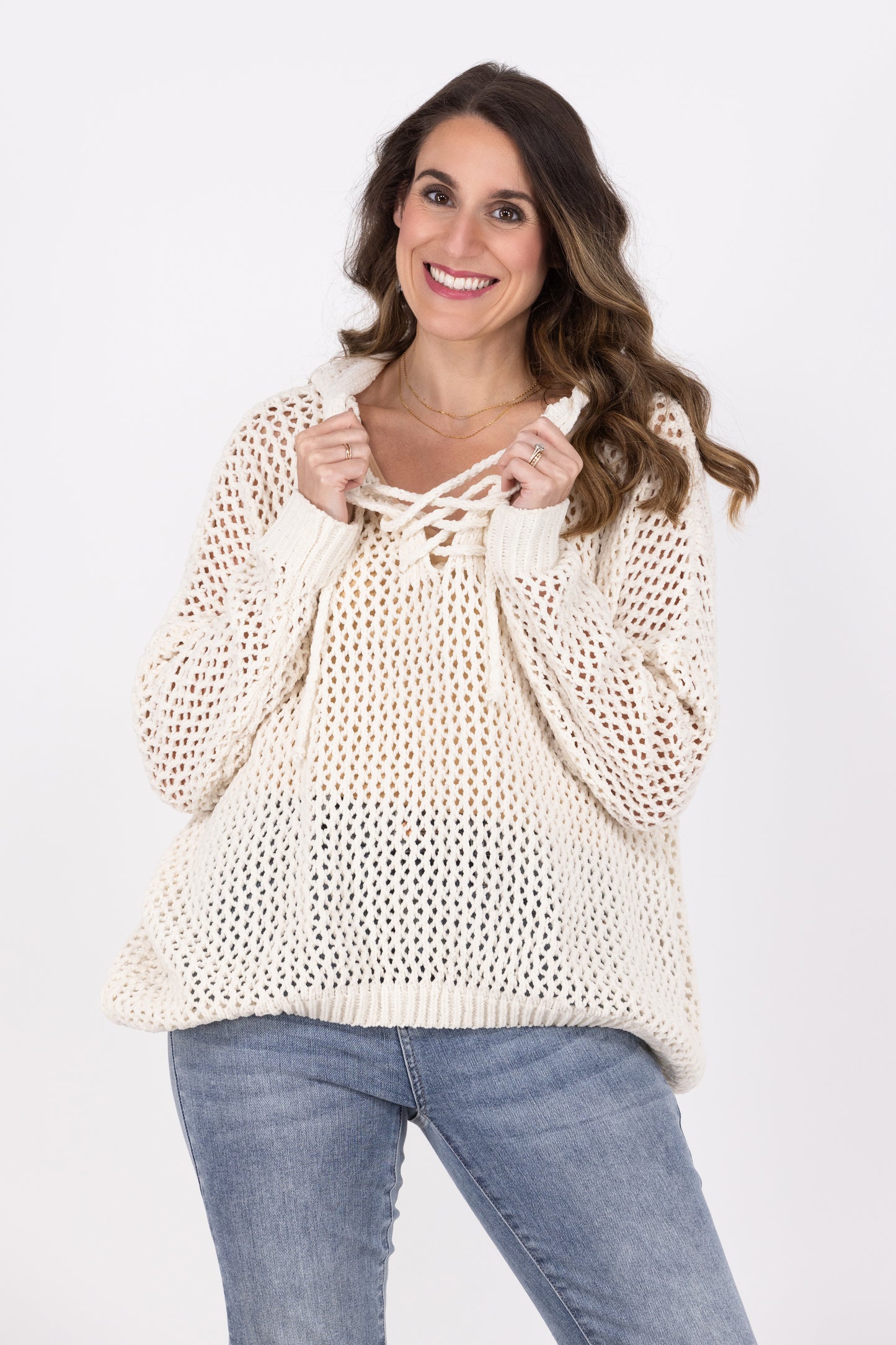 Lace up sweater