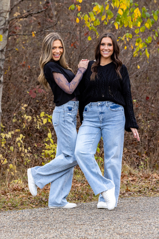 The Savannah from Lovervet: High-Rise Tummy Control Wide Leg Denim * Final Sale* * Final Sale*