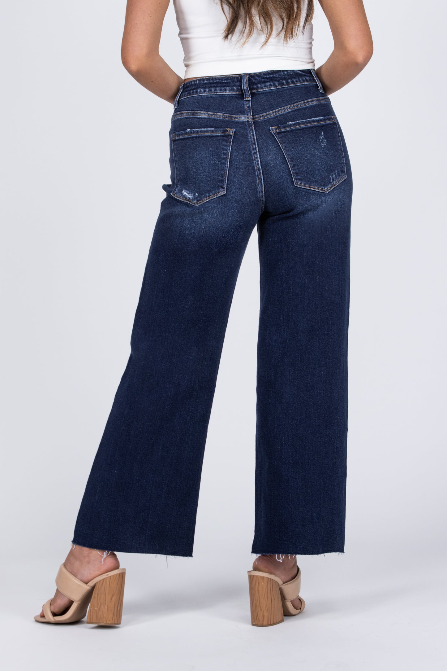 The Erin from Lovervet: High-Rise Wide Leg Cropped Tummy Control Denim