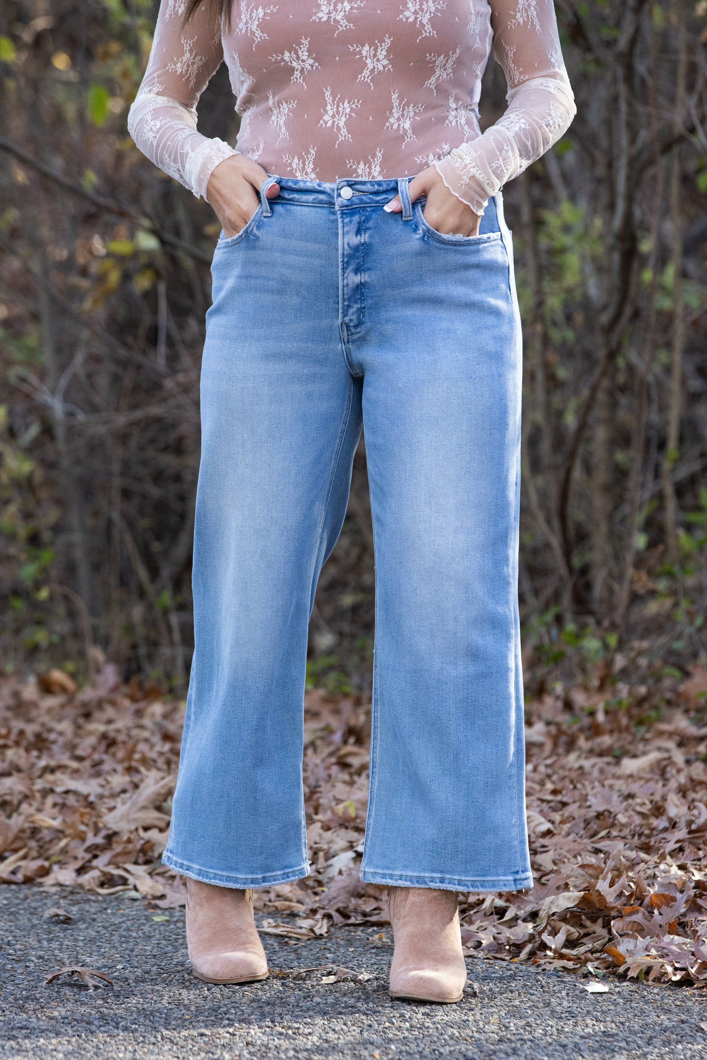 The Caitlin from Lovervet: High-Rise Tummy Control Cropped Wide Leg Denim * Final Sale*