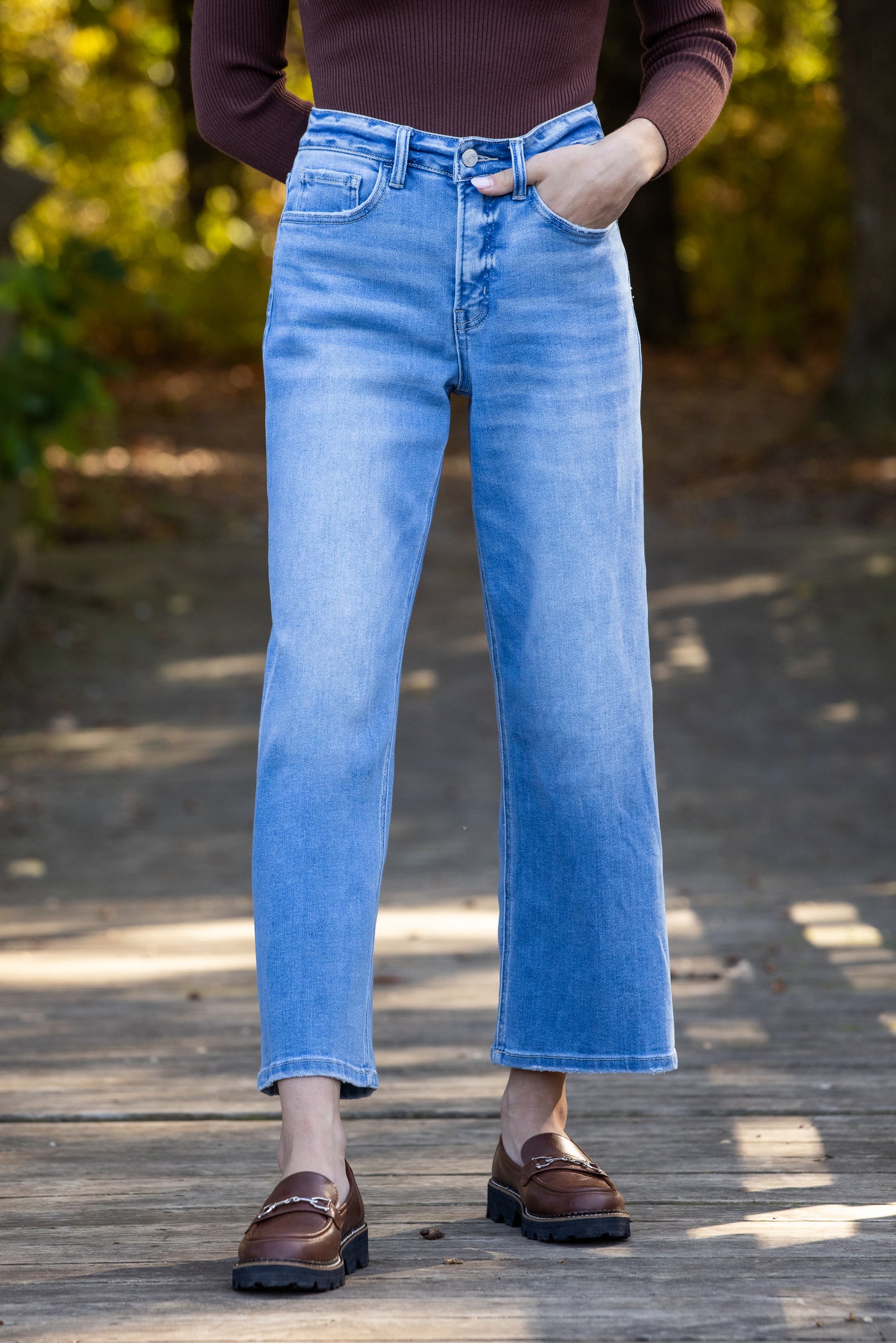 The Caitlin from Lovervet: High-Rise Tummy Control Cropped Wide Leg Denim