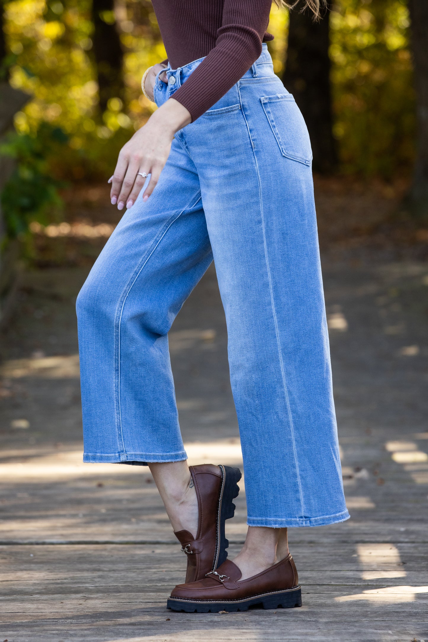 The Caitlin from Lovervet: High-Rise Tummy Control Cropped Wide Leg Denim