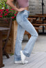 The Chelsea from Lovervet: Mid-Rise Tummy Control Distressed Bootcut Denim