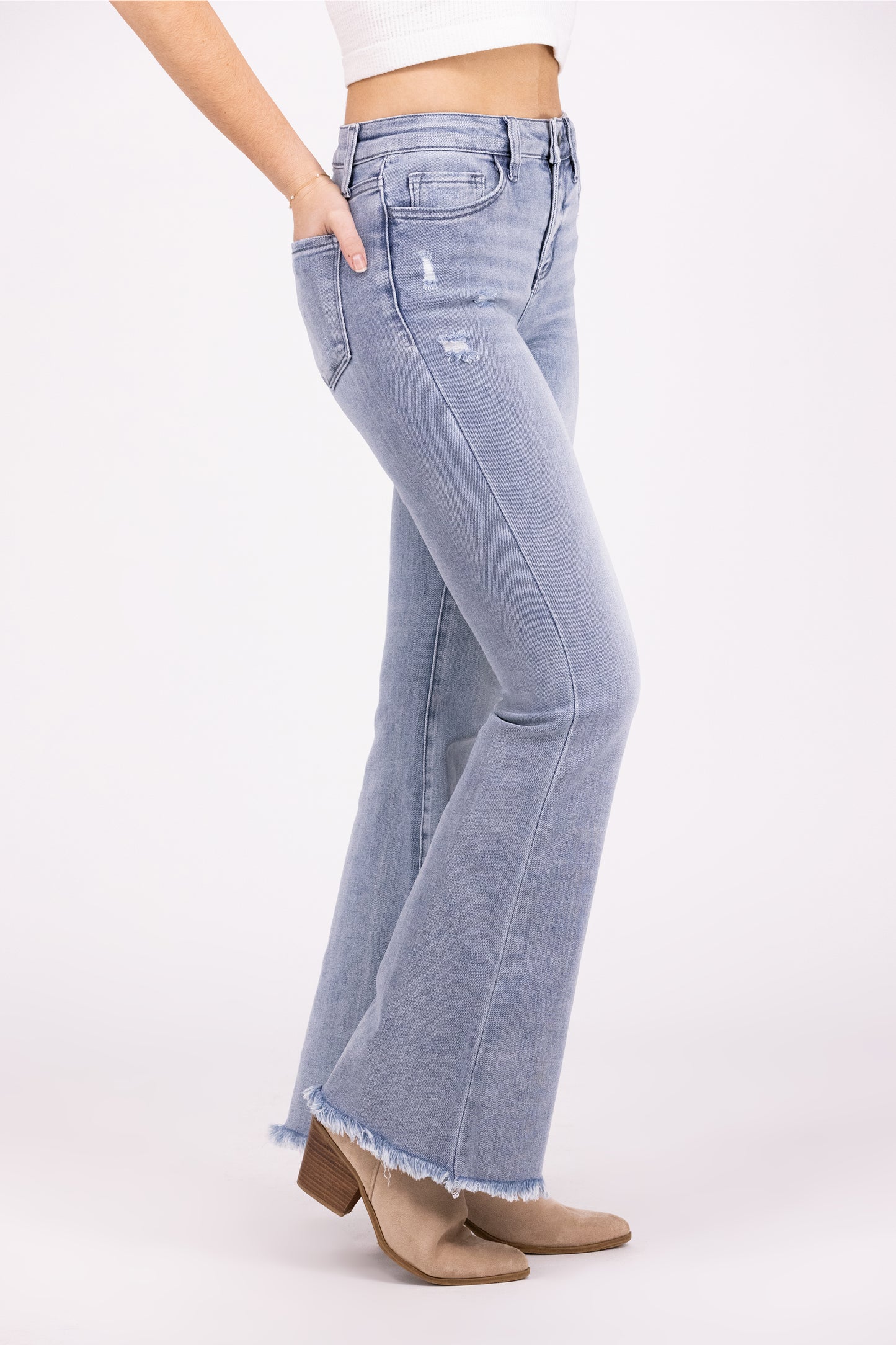 Feel This Moment from Lovervet: High-Rise Flare Denim