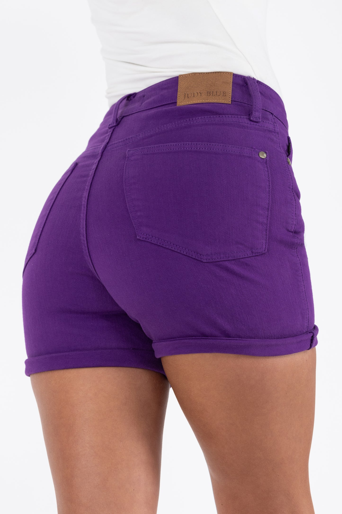 The Sydney from Judy Blue: High-Rise Tummy Control Garment Dyed Denim Shorts