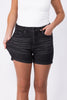 The Cassie From Judy Blue: High-Rise Tummy Control Washed Black Denim Shorts