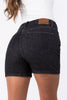 The Cassie From Judy Blue: High-Rise Tummy Control Washed Black Denim Shorts