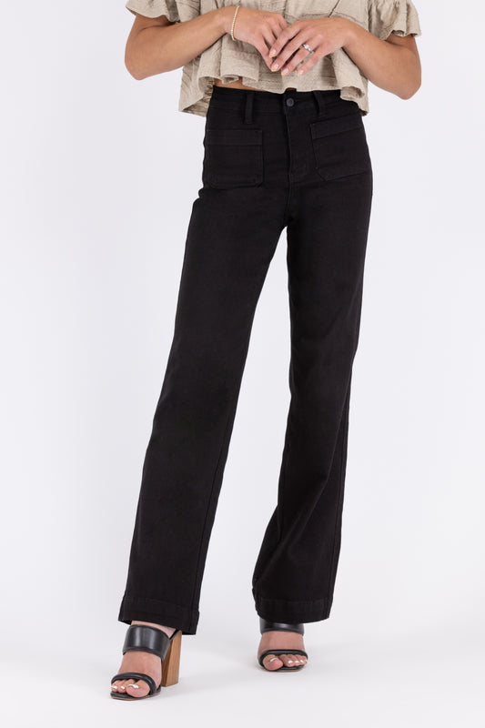 The Renee from Judy Blue: High-Rise Patch Pocket Straight Leg Denim