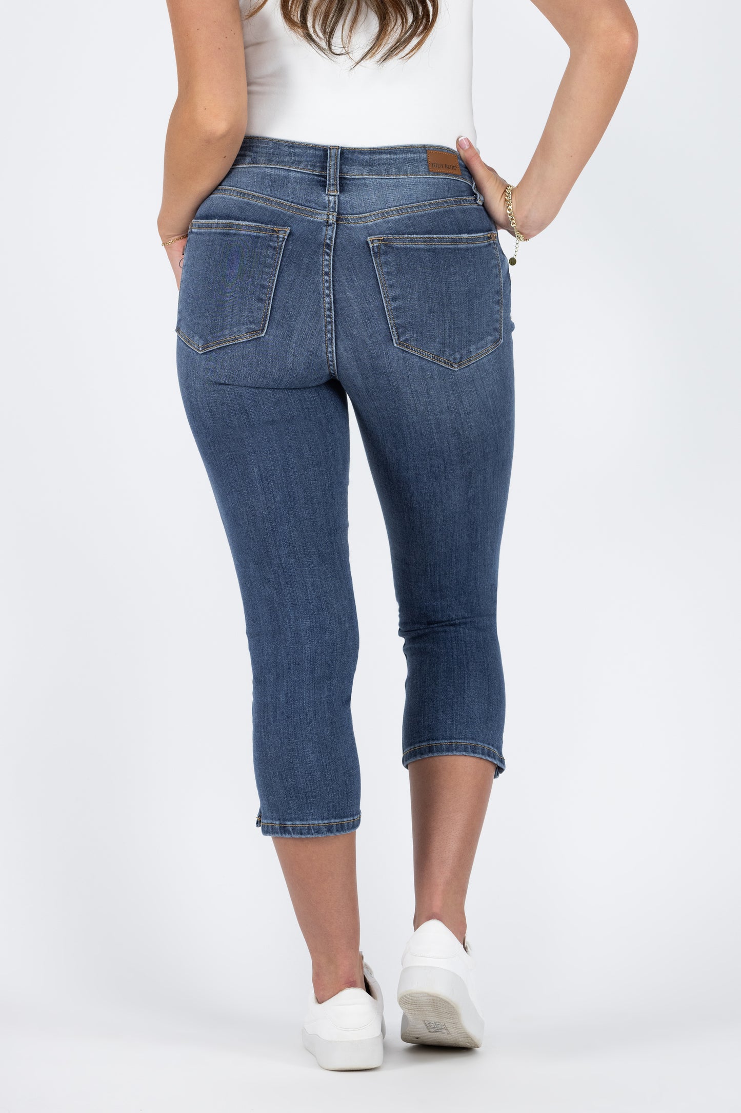 Sole Sister from Judy Blue: Mid-Rise Denim Capri With Side Slit