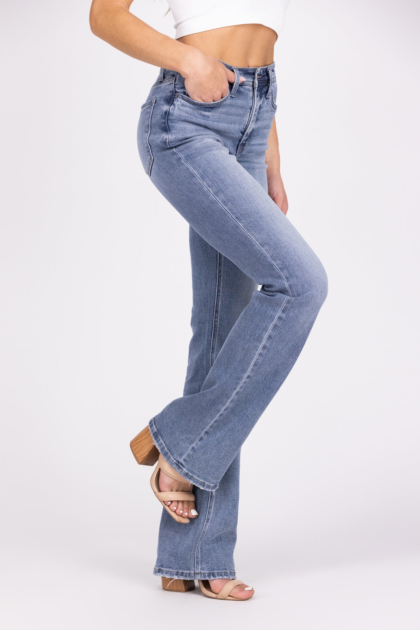 The Monica from Lovervet *Three Lengths* High-Rise Tummy Control Slim Bootcut Denim