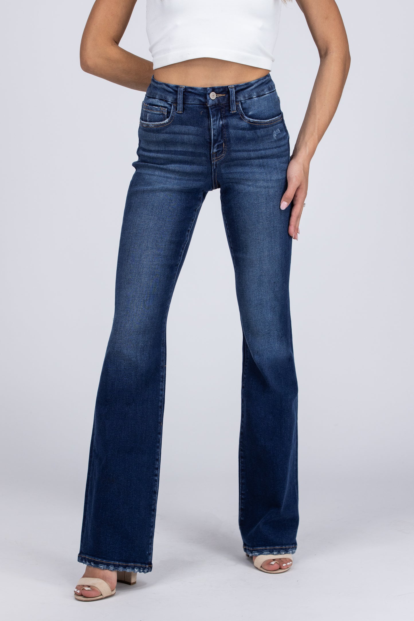 The Charlie from Lovervet: 3 Length High-Rise Tummy Control Relaxed Flare Denim