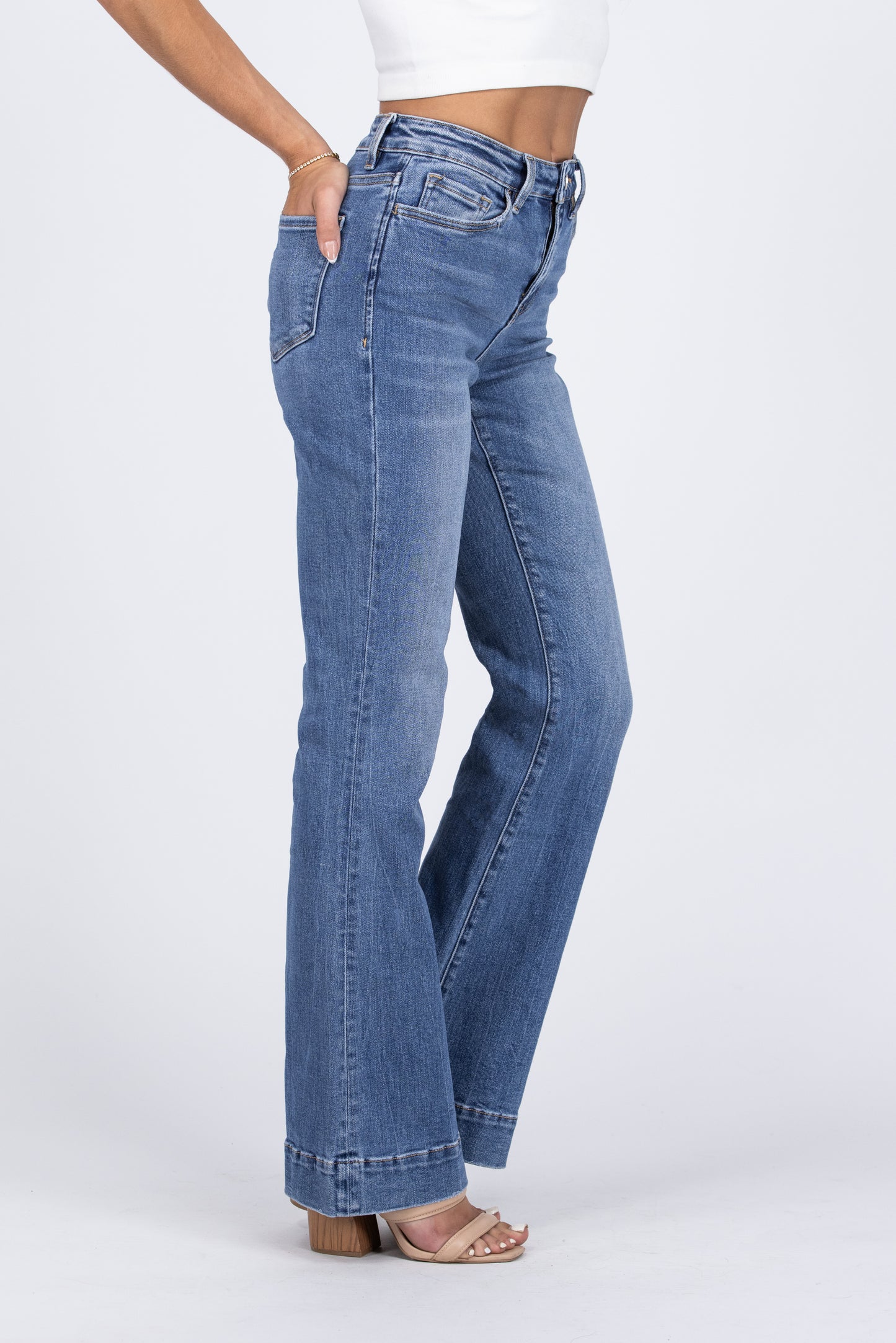 Beautiful Skies from Vervet: High-Rise Relaxed Flare Denim