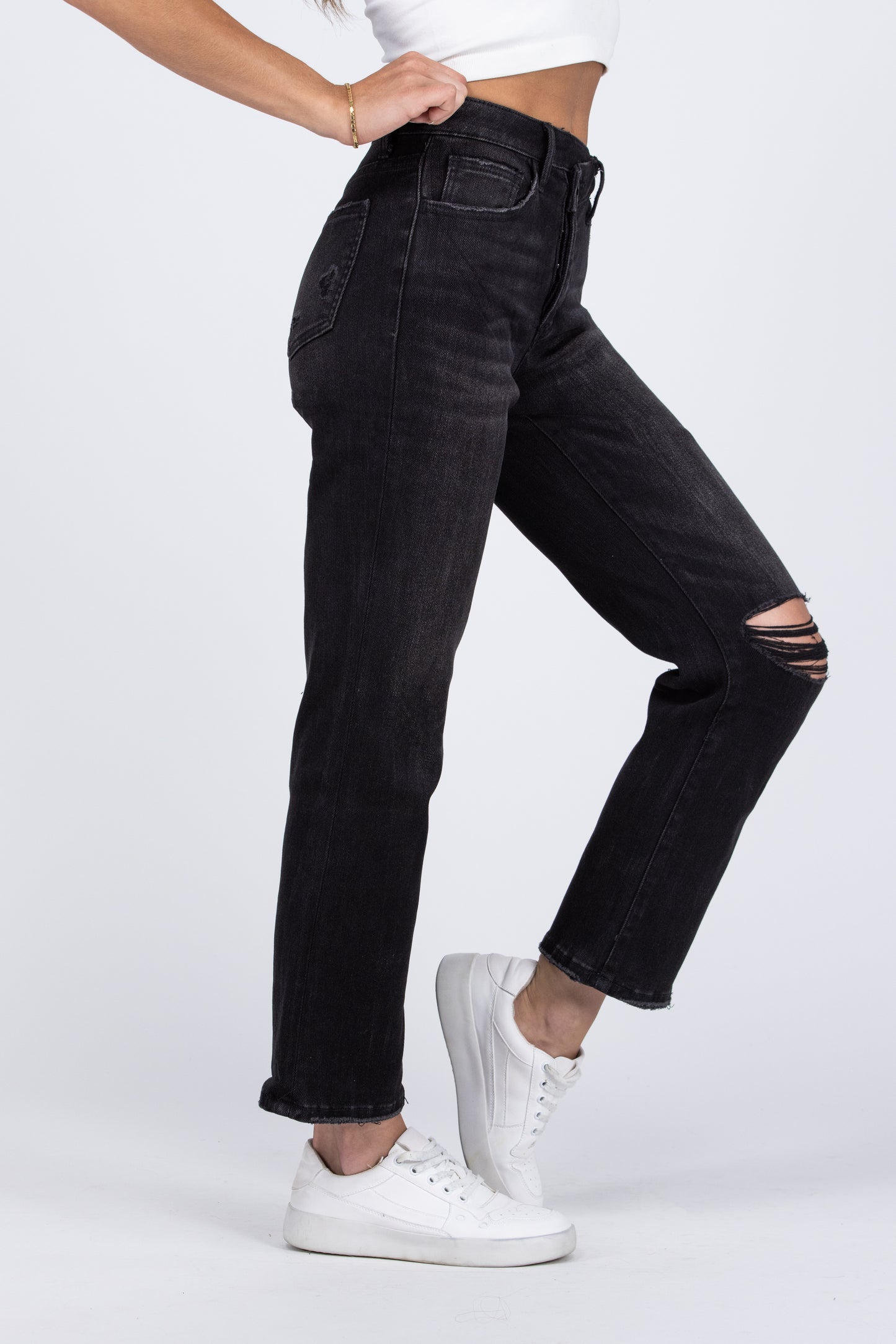 Life Is Too Short from Lovervet: High-Rise Button Fly Straight Leg Denim