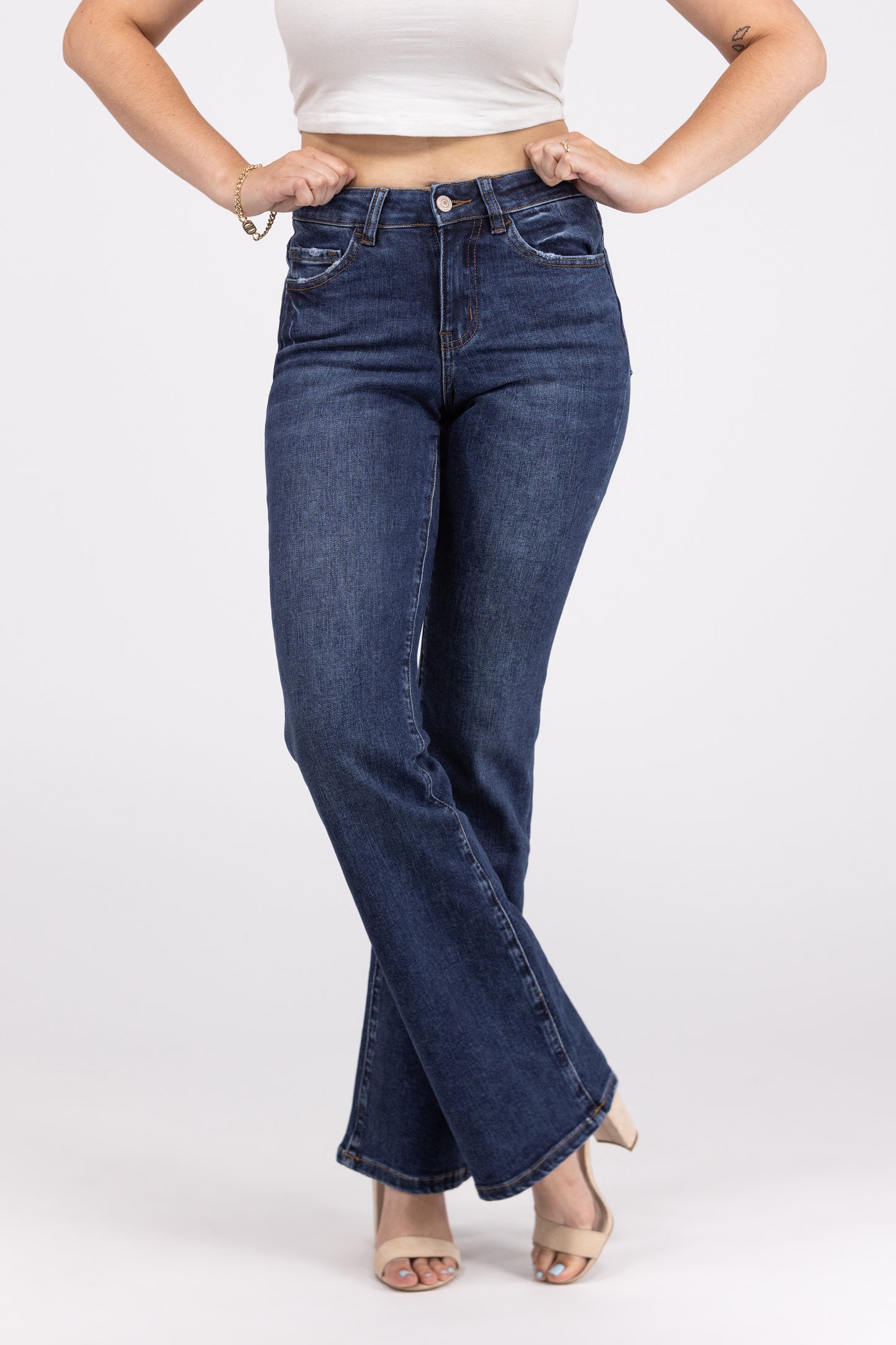 Stop Pretending from Lovervet: Mid-Rise Relaxed Bootcut Denim