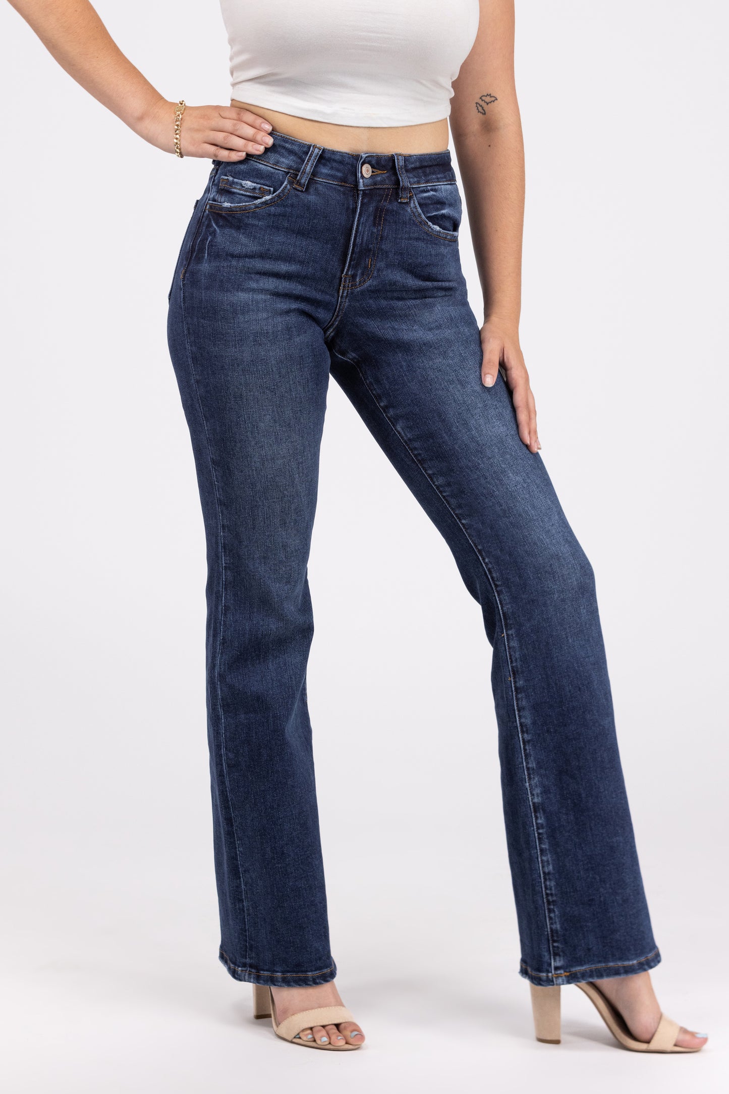 Stop Pretending from Lovervet: Mid-Rise Relaxed Bootcut Denim