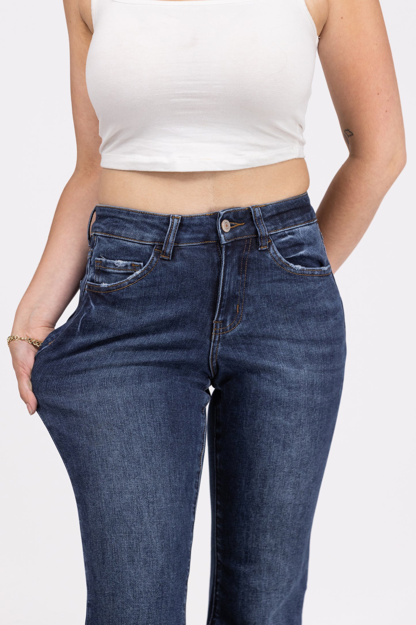 Stop Pretending from Lovervet: Mid-Rise Relaxed Bootcut Denim