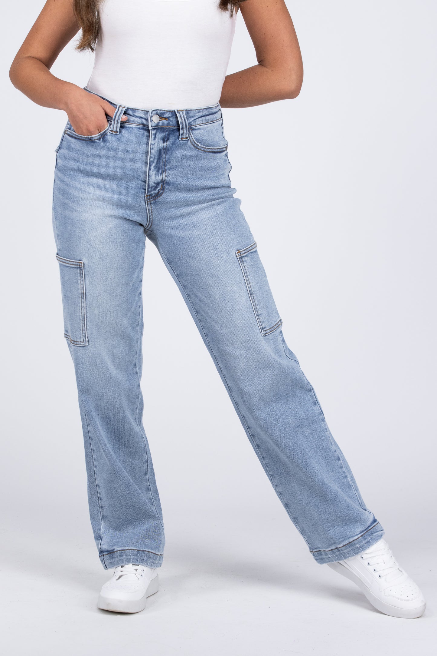 The Rosie from Judy Blue: High-Rise Cargo Wide Denim