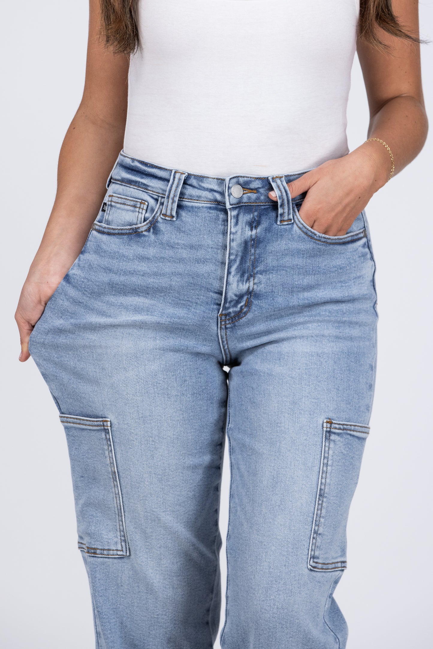 The Rosie from Judy Blue: High-Rise Cargo Wide Denim