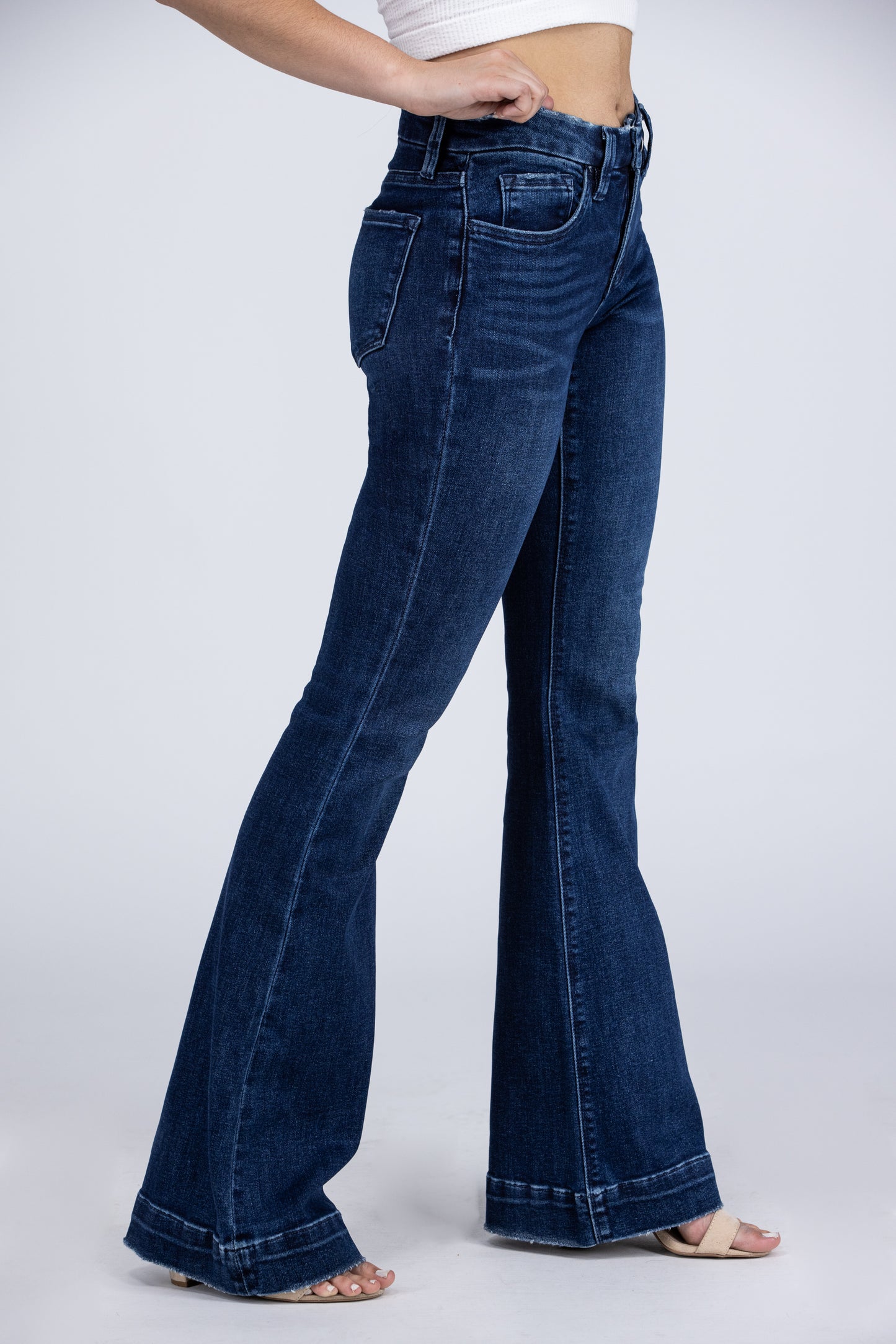 The Gwen from Lovervet *Three Length* Mid-Rise Tummy Control Flare Denim