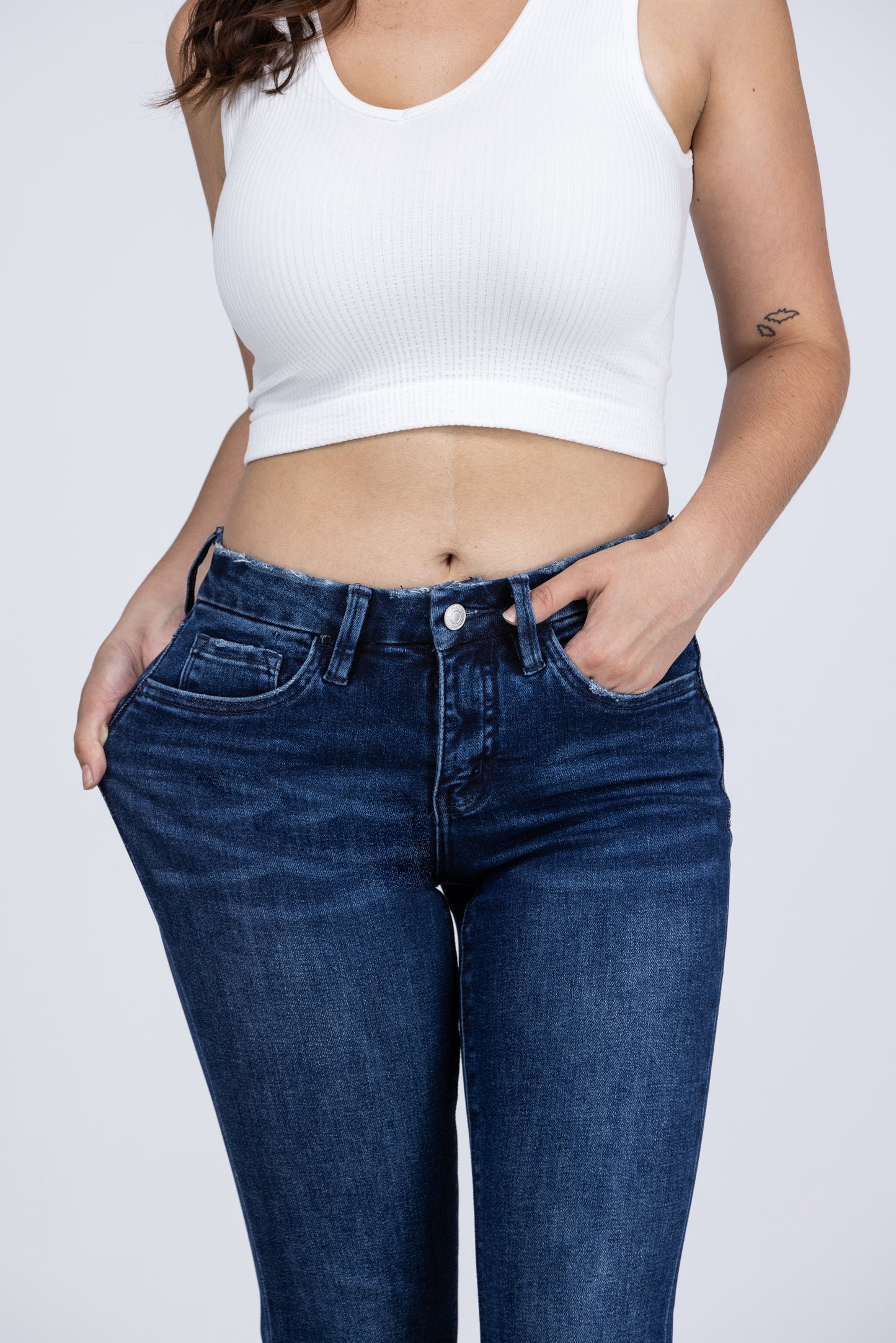 The Gwen from Lovervet *Three Length* Mid-Rise Tummy Control Flare Denim