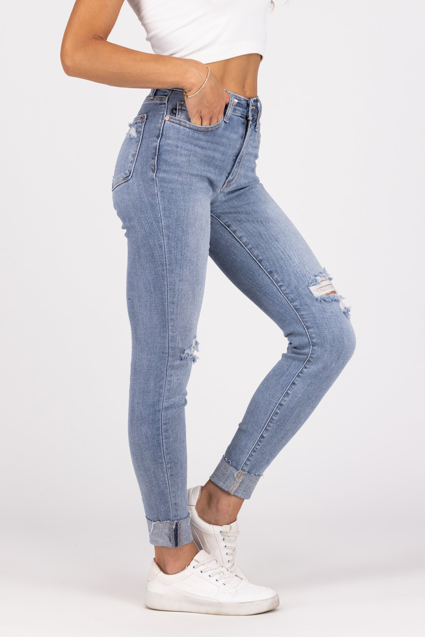 Have More Fun from Judy Blue: Mid-Rise Cuffed Skinny Fit Denim