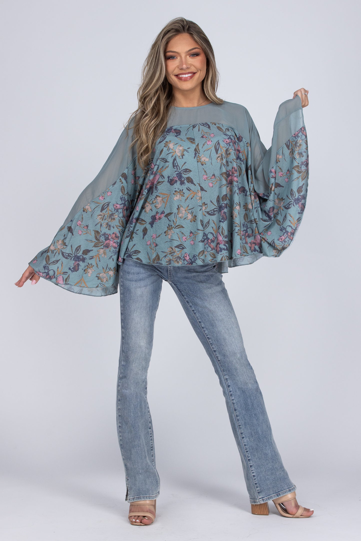 Set The Stage Flowy Long Sleeve Top