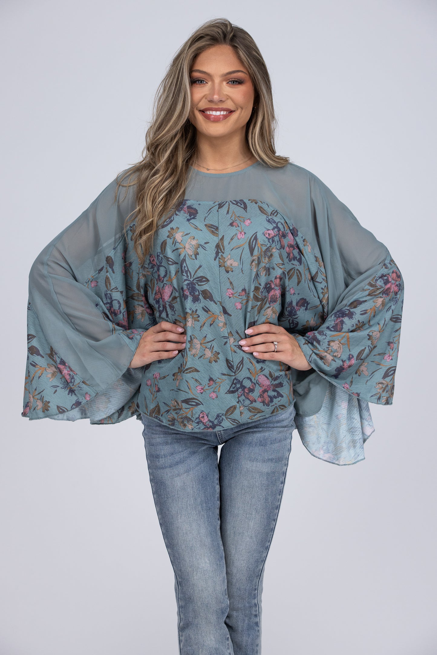 Set The Stage Flowy Long Sleeve Top