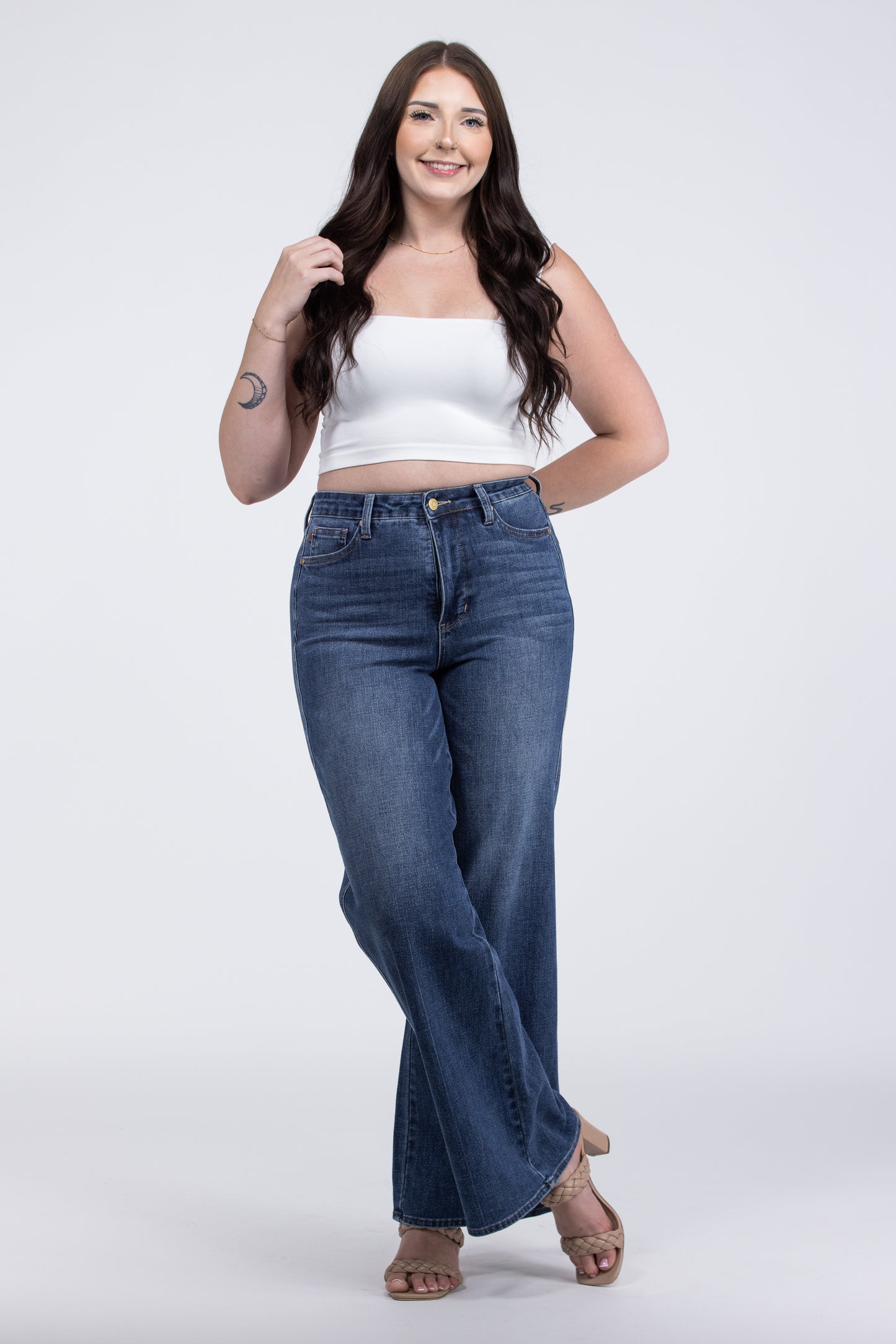 The Quinn from Judy Blue: High-Rise Tummy Control Retro Wide Leg Denim