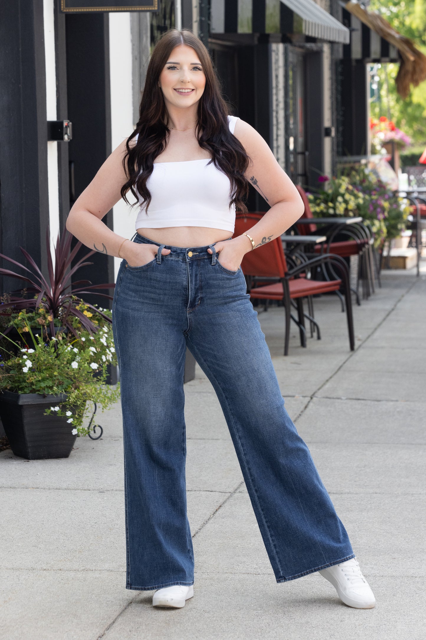 The Quinn from Judy Blue: High-Rise Tummy Control Retro Wide Leg Denim