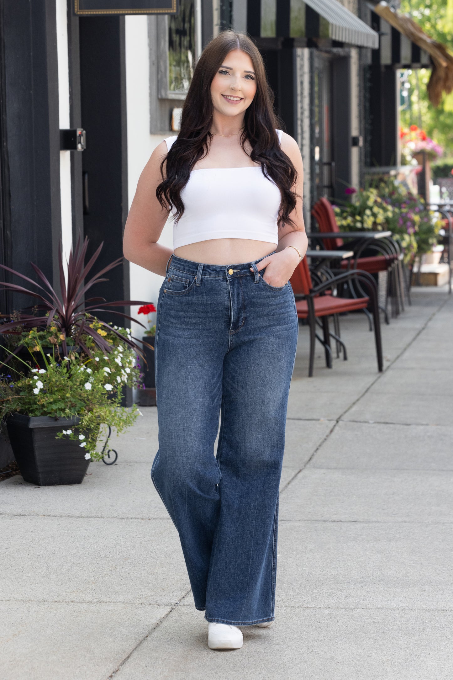 The Quinn from Judy Blue: High-Rise Tummy Control Retro Wide Leg Denim