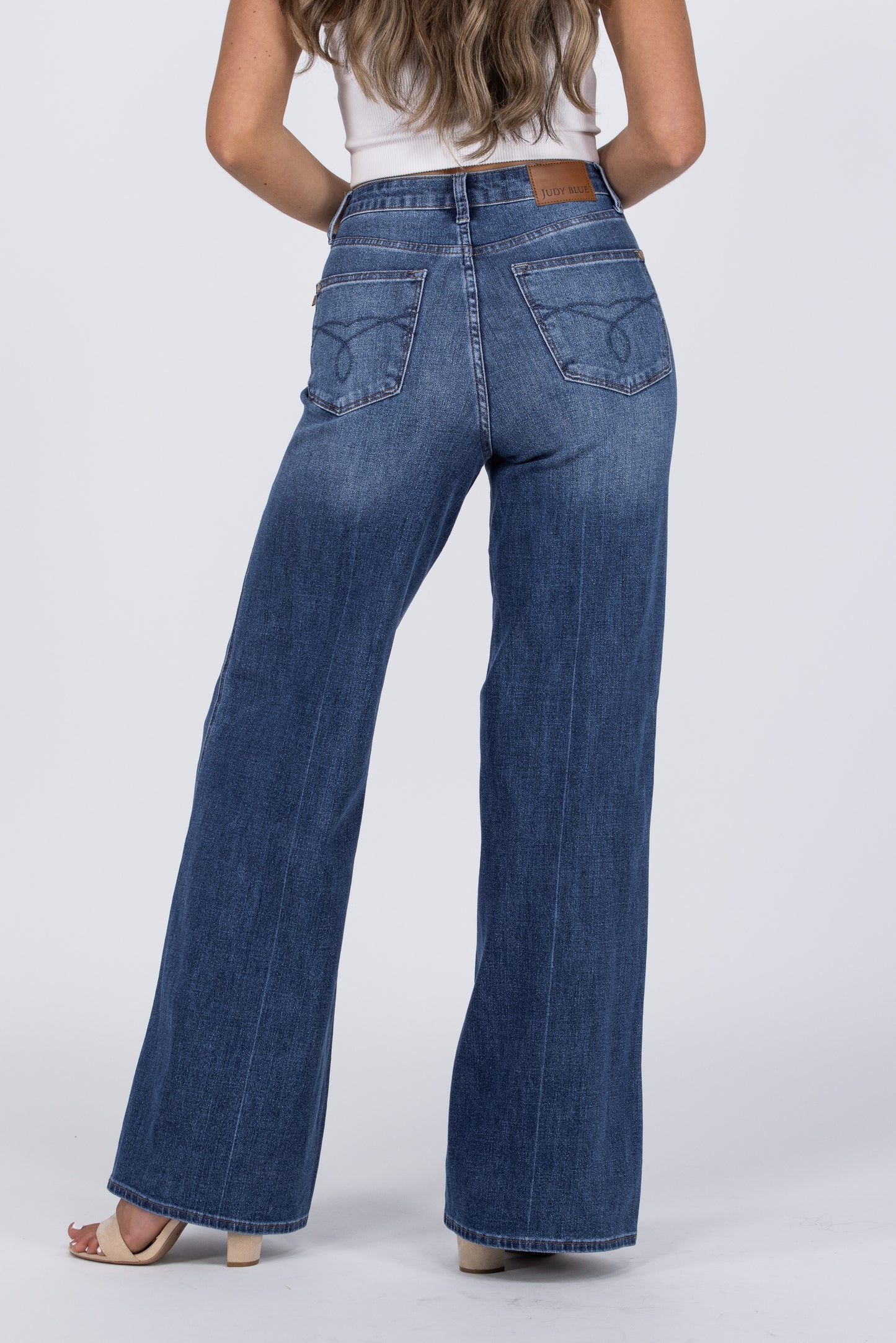 The Quinn from Judy Blue: High-Rise Tummy Control Retro Wide Leg Denim