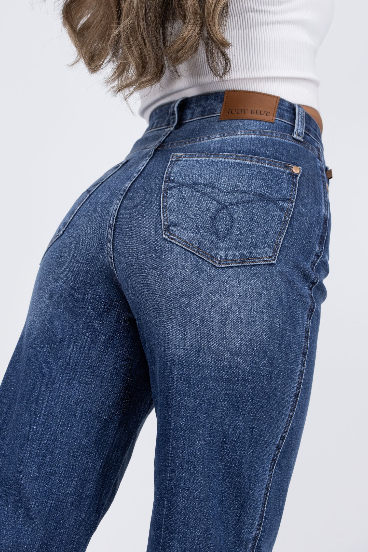 The Quinn from Judy Blue: High-Rise Tummy Control Retro Wide Leg Denim