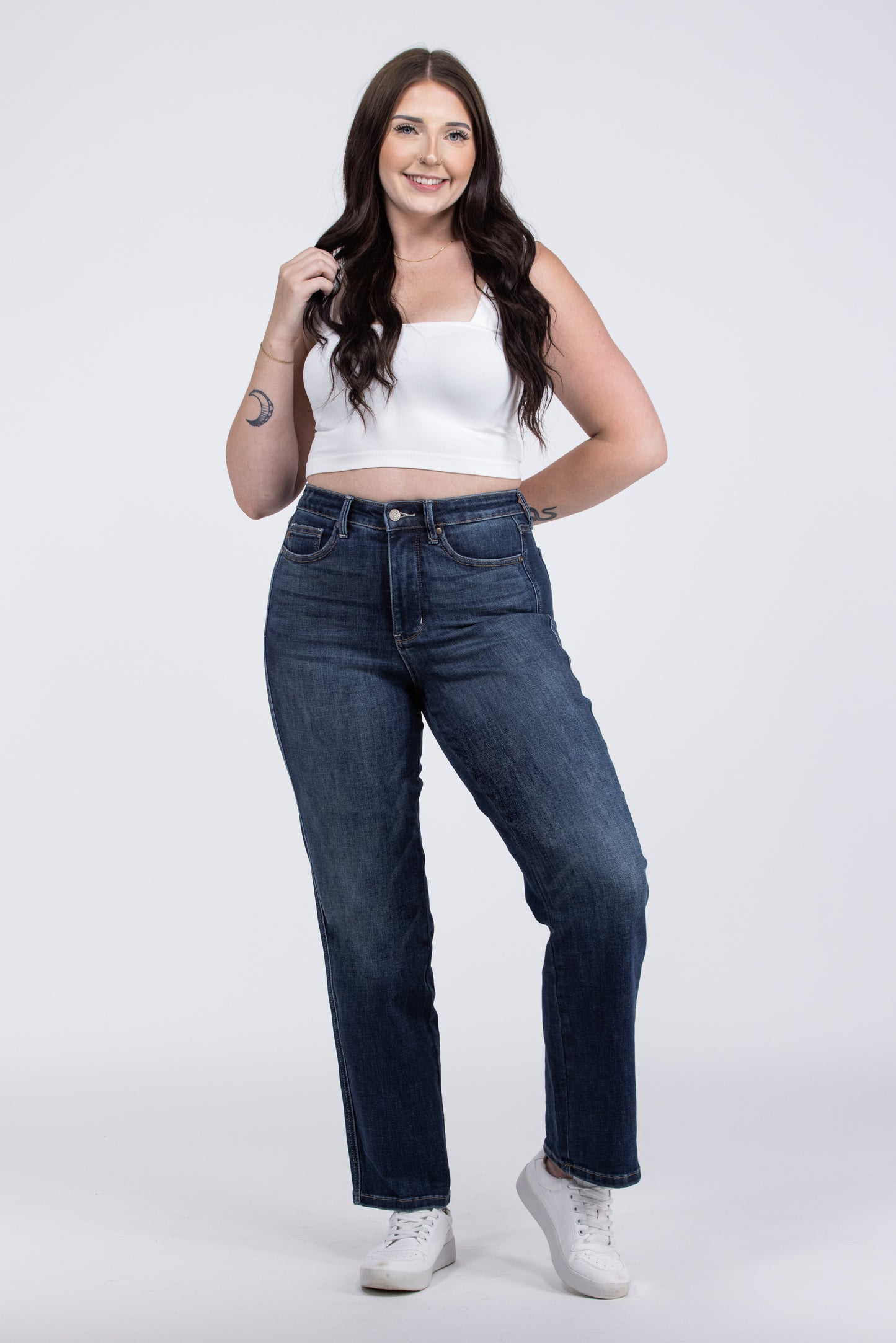 The Britney from Judy Blue: High-Rise Tummy Control Classic Straight Leg Denim