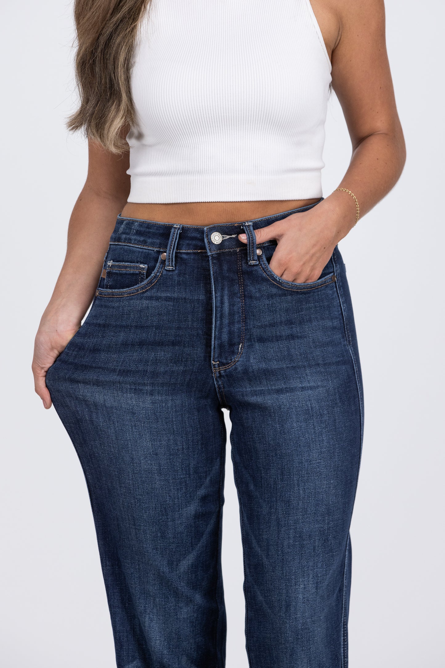 The Britney from Judy Blue: High-Rise Tummy Control Classic Straight Leg Denim