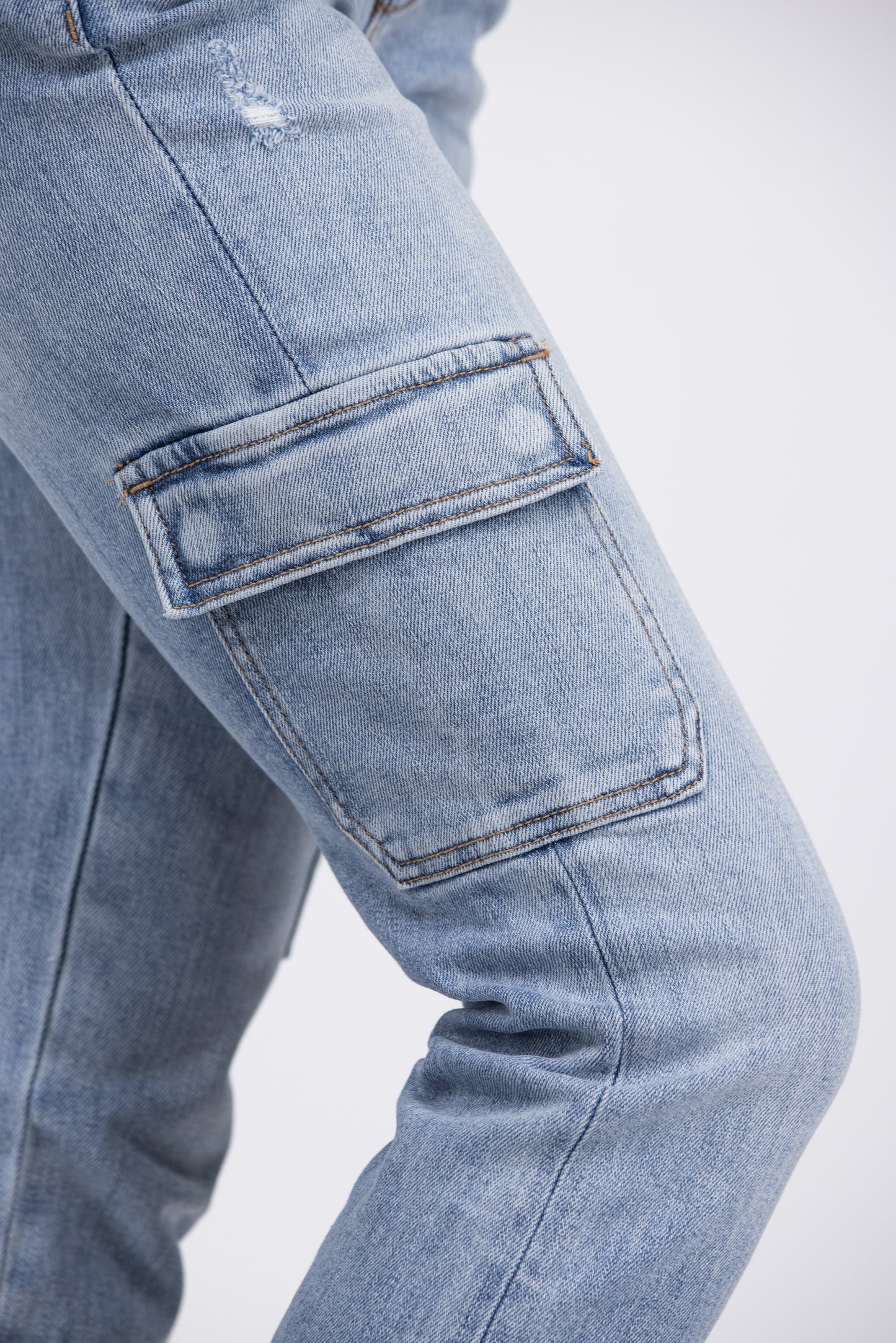 Sun Shining In The Sky from Lovervet: Mid-Rise Slim Straight Fit Cargo Denim