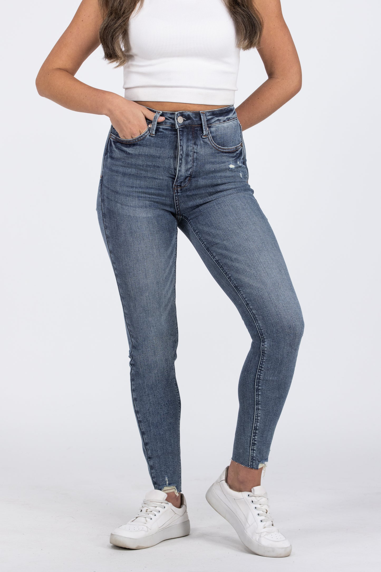 Out Of Your Mind from Judy Blue: High-Rise Tummy Control Skinny Fit Denim