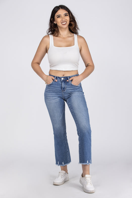 So Obsessed from Lovervet: Mid-Rise Mini Bootcut Denim