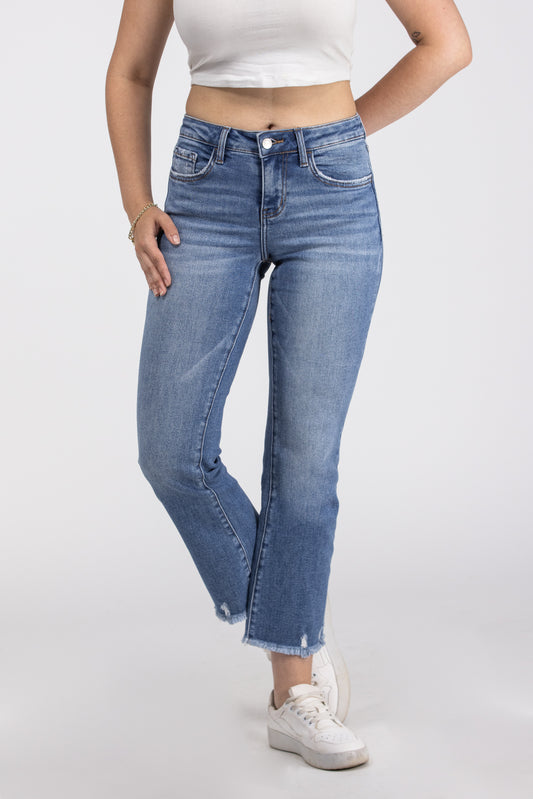 So Obsessed from Lovervet: Mid-Rise Mini Bootcut Denim