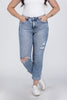 Down To The Wire from Lovervet: High-Rise Tummy Control Cuff Slim Straight Fit Denim