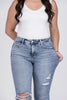 Down To The Wire from Lovervet: High-Rise Tummy Control Cuff Slim Straight Fit Denim