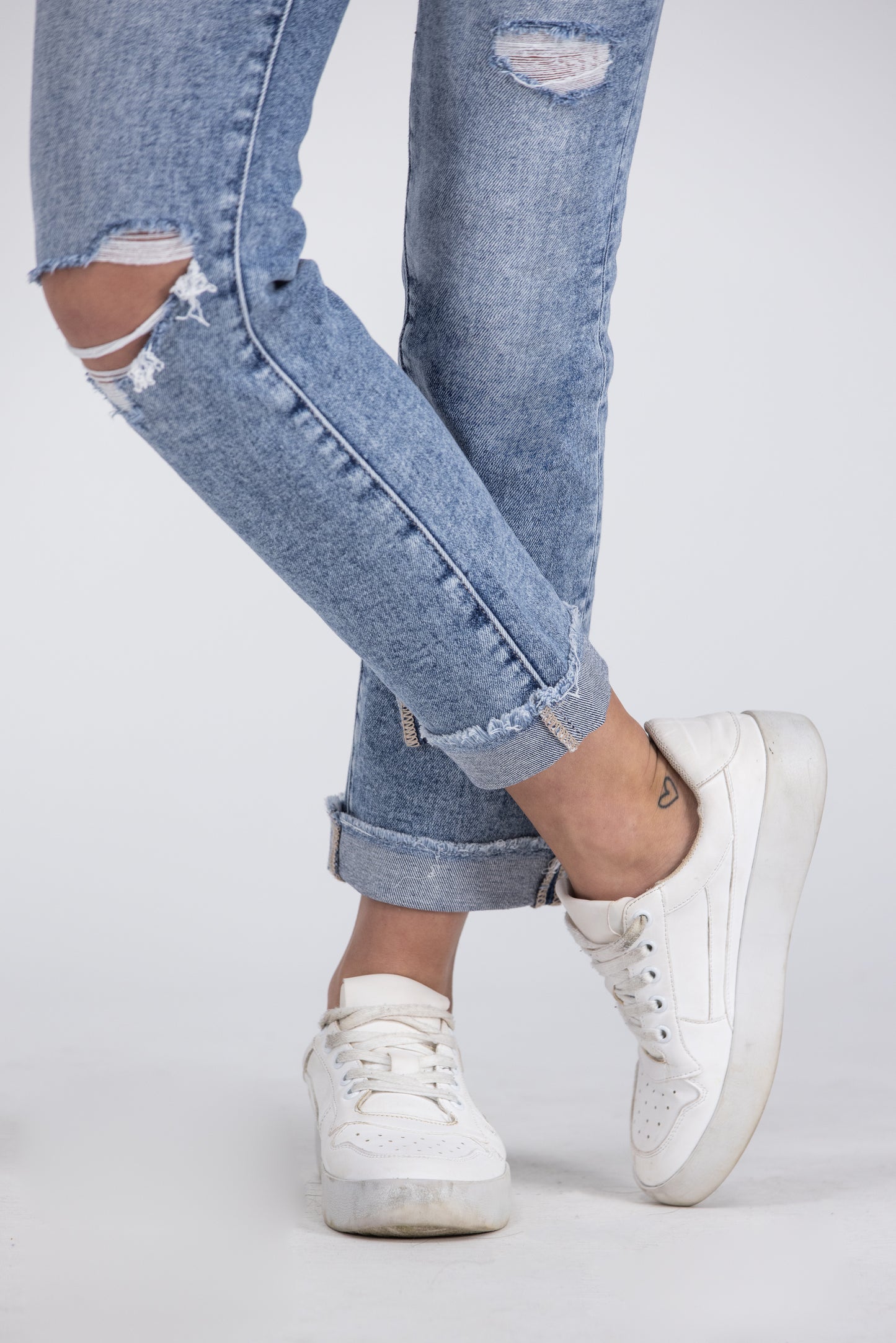 Down To The Wire from Lovervet: High-Rise Tummy Control Cuff Slim Straight Fit Denim