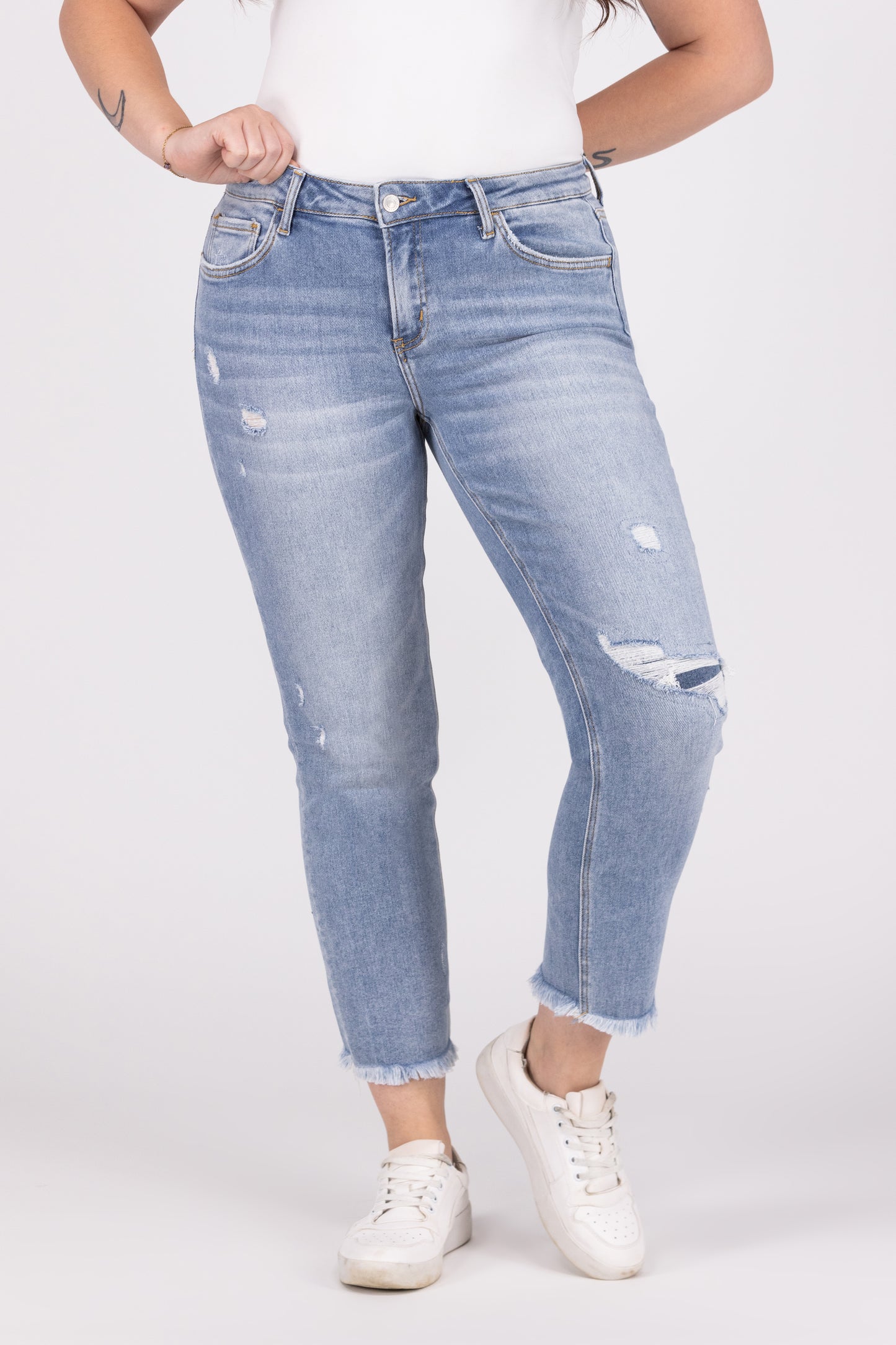 Don't Stop Fighting from Lovervet: Mid-Rise Slim Straight Fit Denim