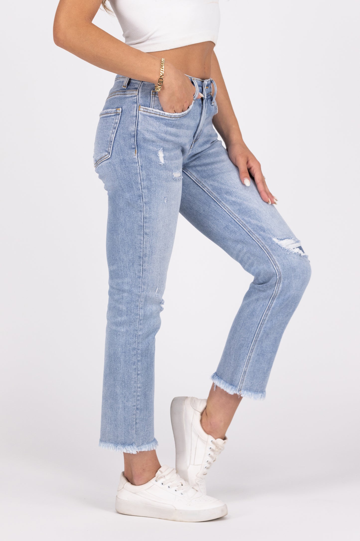 Don't Stop Fighting from Lovervet: Mid-Rise Slim Straight Fit Denim