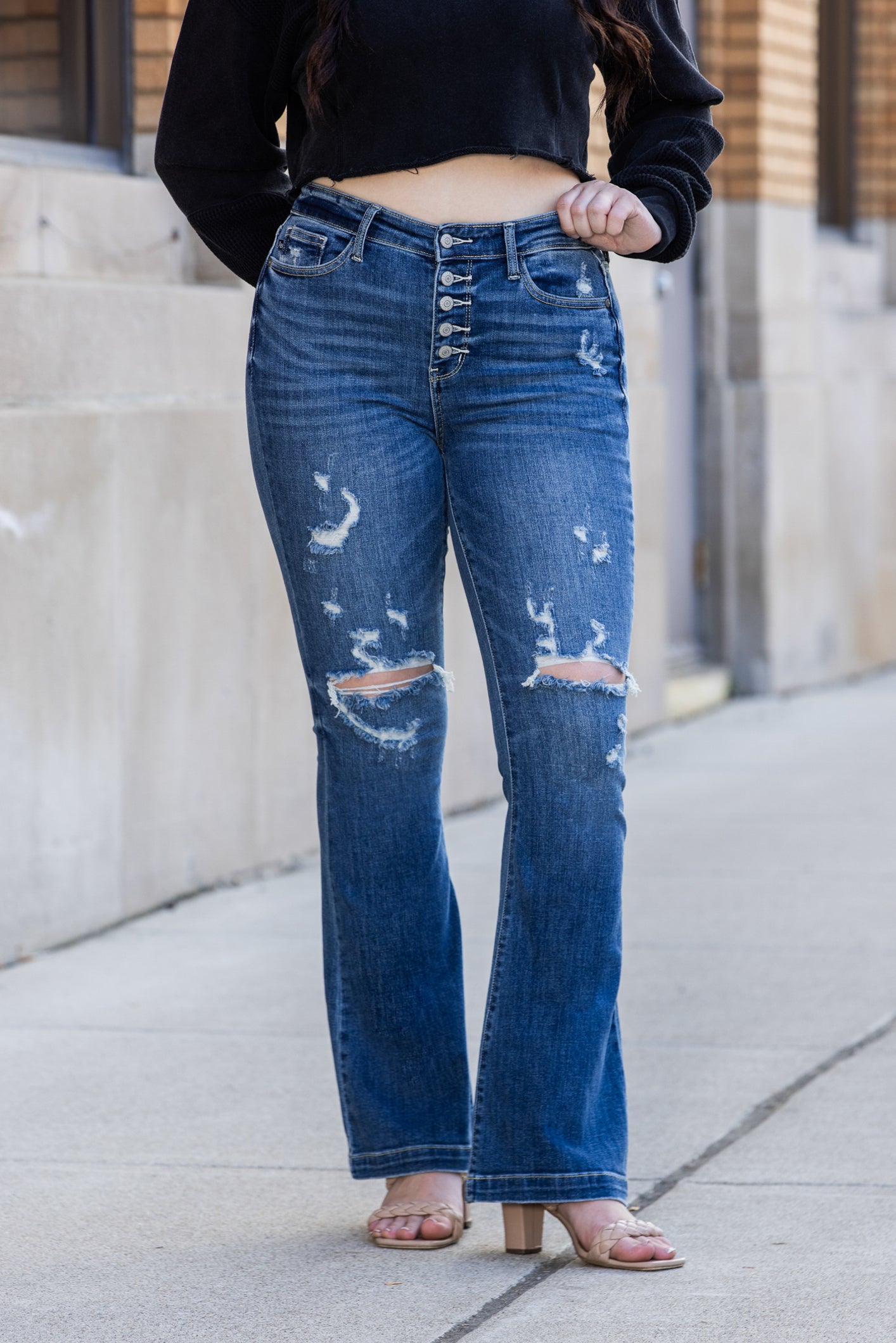 The Emily from Judy Blue: High-Rise Flare Denim